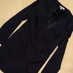 Good American Navy Pinstripe Long Sleeve Blazer Dress